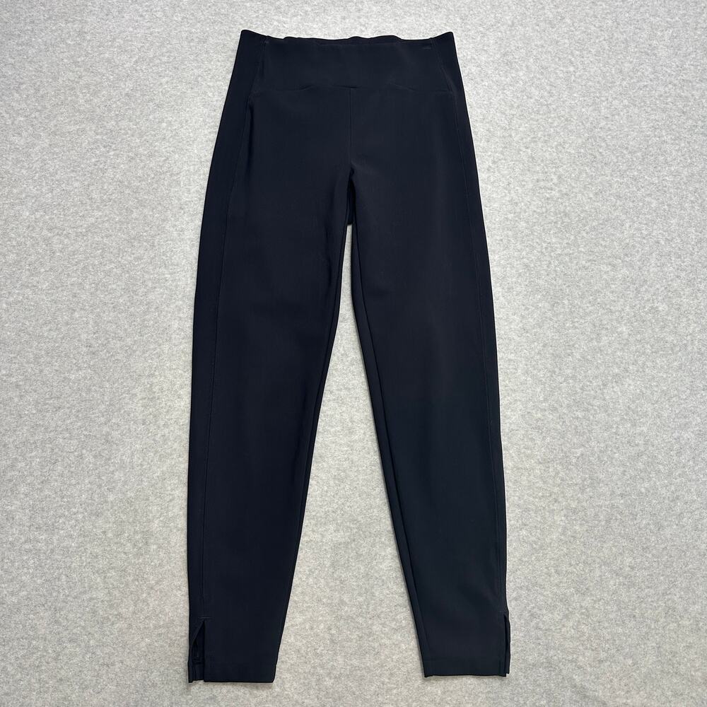 Zella Pants WMNS M Black Pull On Mid Rise Stretchy Elastic Waist Slit Hem Ankle